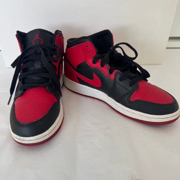 Nike Other - Nike Air Jordan 1 Mid Banned Black Red Bred Retro Shoes-sz. 5Y